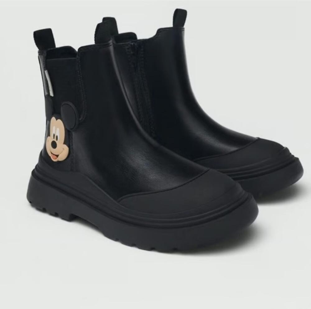 Zara x Disney Mickey Mouse Faux Leather Ankle Boots Size 30